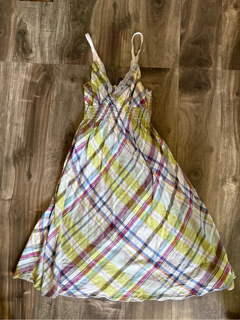 Urban Heritage Plaid Mini Dress in White, Lime, Pink, Blue